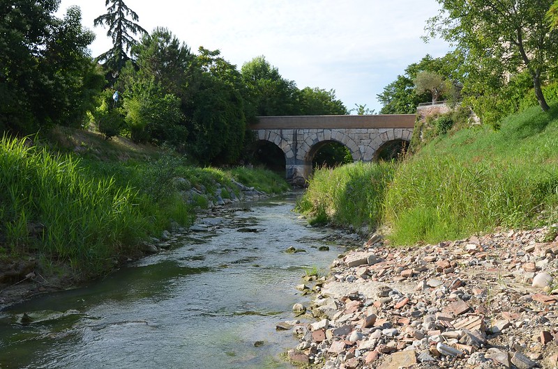 A bridge over the Rubicon river in Savignano sul Rubicone, Italy