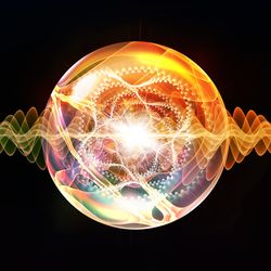 Background design of fractal spherical patterns and conceptual elements on the subject of science, technology,