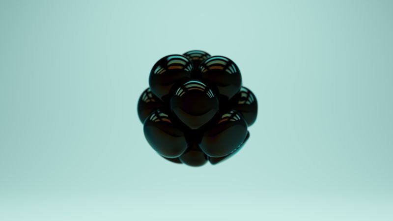 A 3D rendering of a black goo molecule