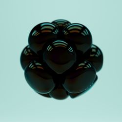 A 3D rendering of a black goo molecule