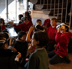 Students using virtual reality headsets as part of the Einstein-First school physics program