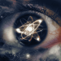 Abstract art of an atom or something inside the eye of somebody who possibly needs more sleep