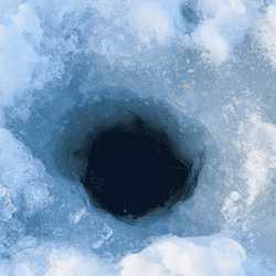 Hole in ice.