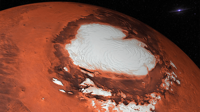 The north pole of Mars.