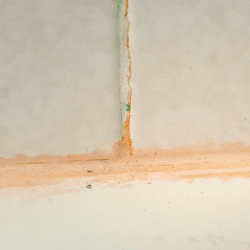 pink slime on the grating between tiles in a bathroom
